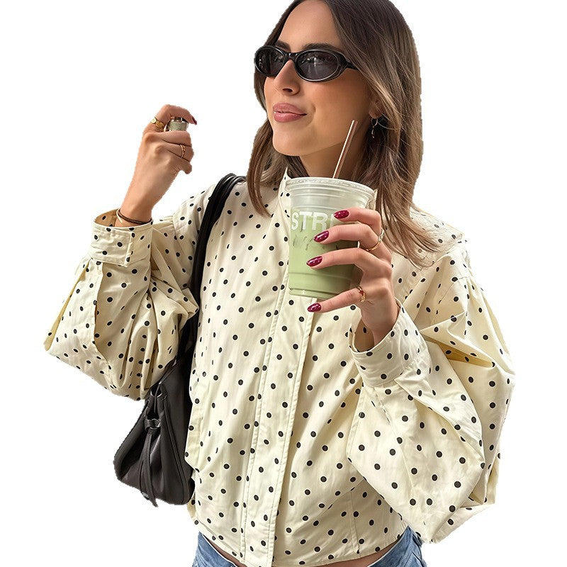 Damen modische Kurzjacke mit Punkten und lässigem Schnitt R&B