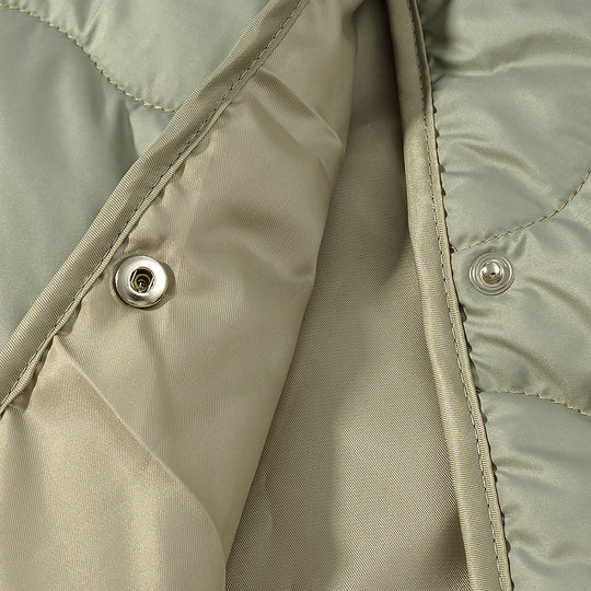 Damen gesteppte Übergangsjacke mit Rundhalsausschnitt und Druckknöpfen R&B