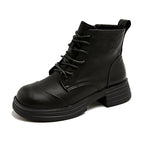 Damen stylische Schnürstiefeletten mit Reißverschluss und robustem Profil R&B