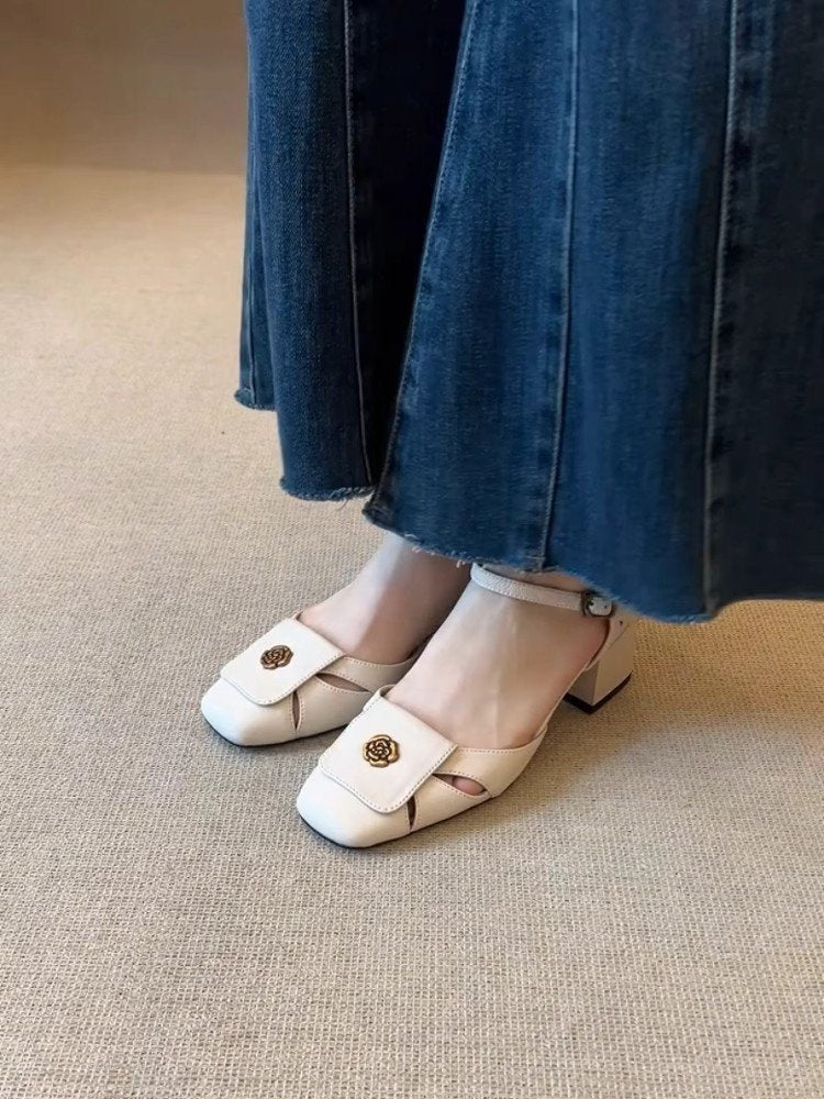 Damen elegante Riemchen-Pumps mit modischer Schnallenverzierung und komfortablem Blockabsatz R&B