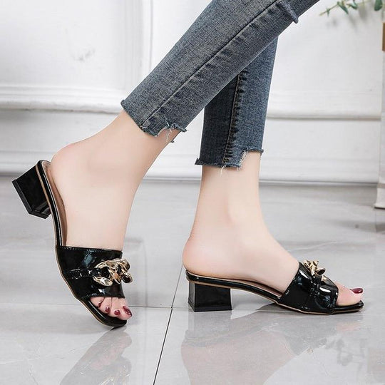 Damen Offene Mules mit glamourösem Schmuckdetail R&B