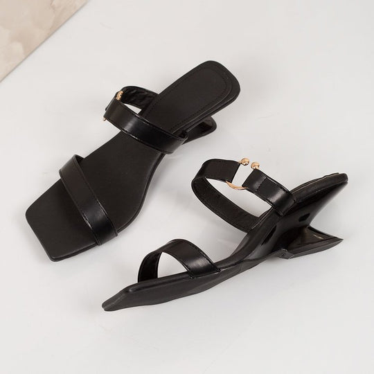Damen elegante Slingback-Sandalen mit zierlichen Riemen und Blockabsatz R&B