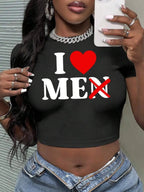 Damen Crop-Top mit künstlerischem Statement-Druck R&B