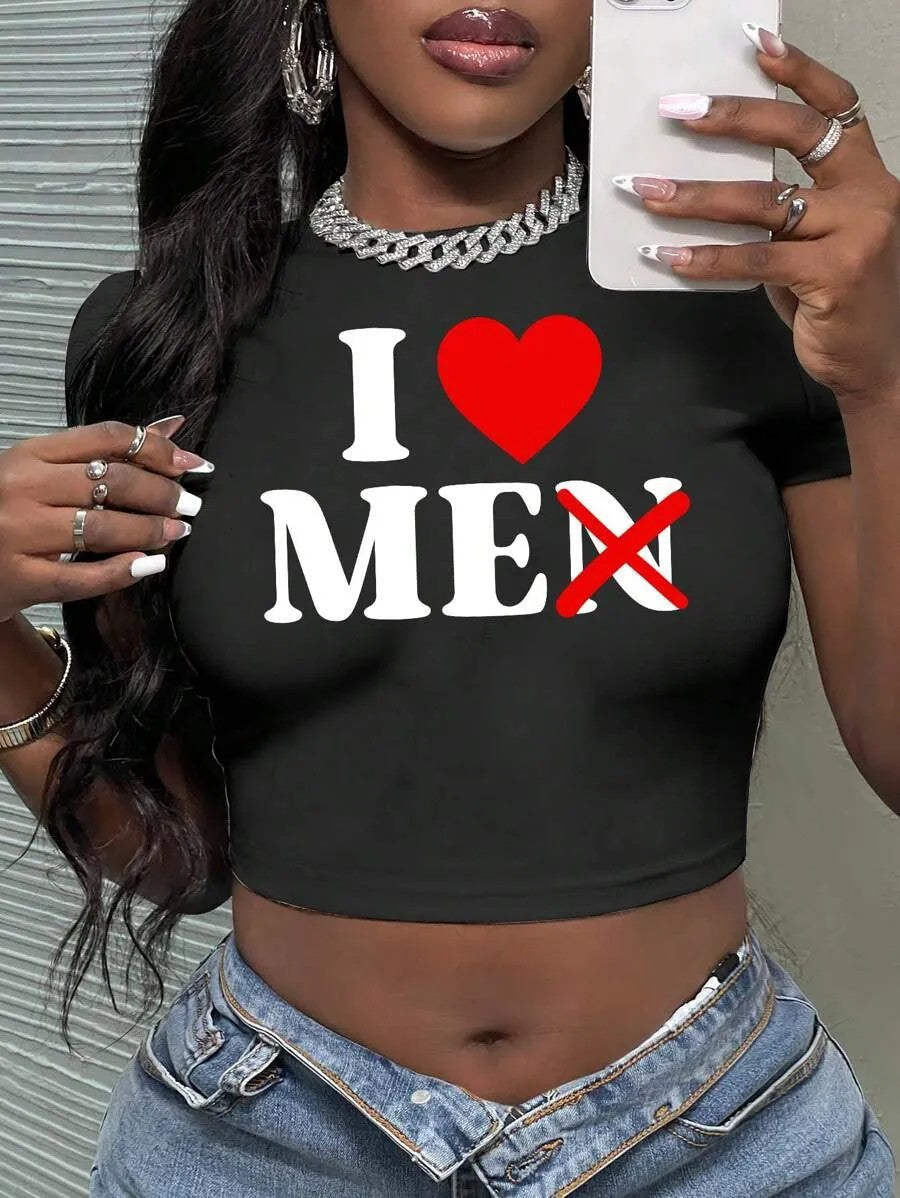 Damen Crop-Top mit künstlerischem Statement-Druck R&B