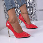 Damen Elegante High Heel Pumps mit glänzendem Krokodil-Design und markantem Absatz R&B