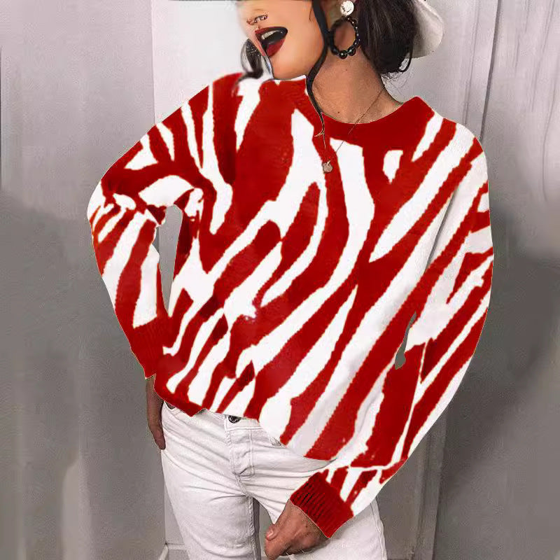 Damen Strickpullover mit modernem Streifenmuster und lässigem Schnitt R&B