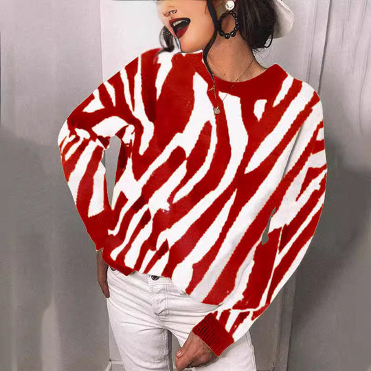 Damen Strickpullover mit modernem Streifenmuster und lässigem Schnitt R&B