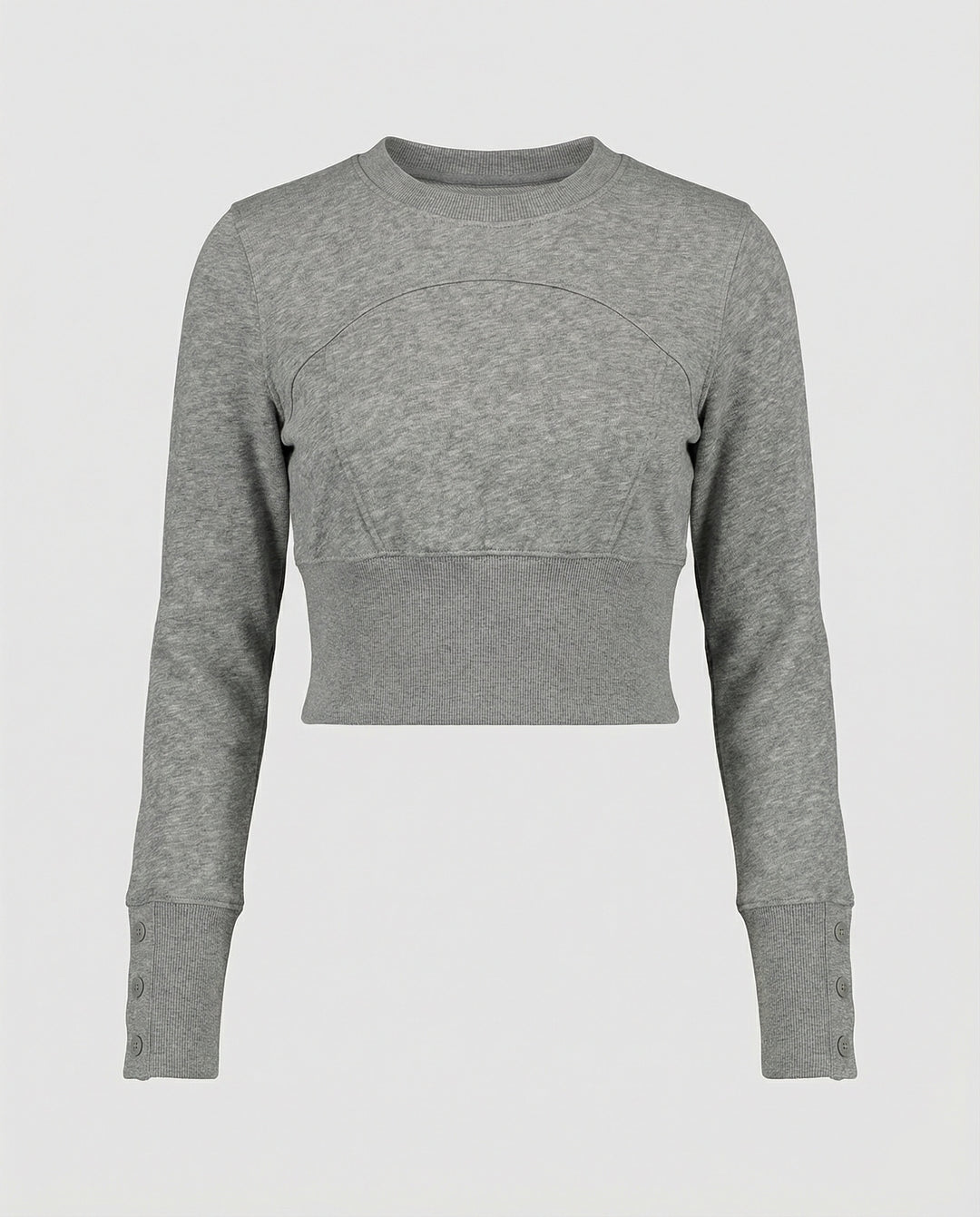 Stylisches figurbetontes Damen Langarmshirt mit Rundhalsausschnitt in modernem Grau