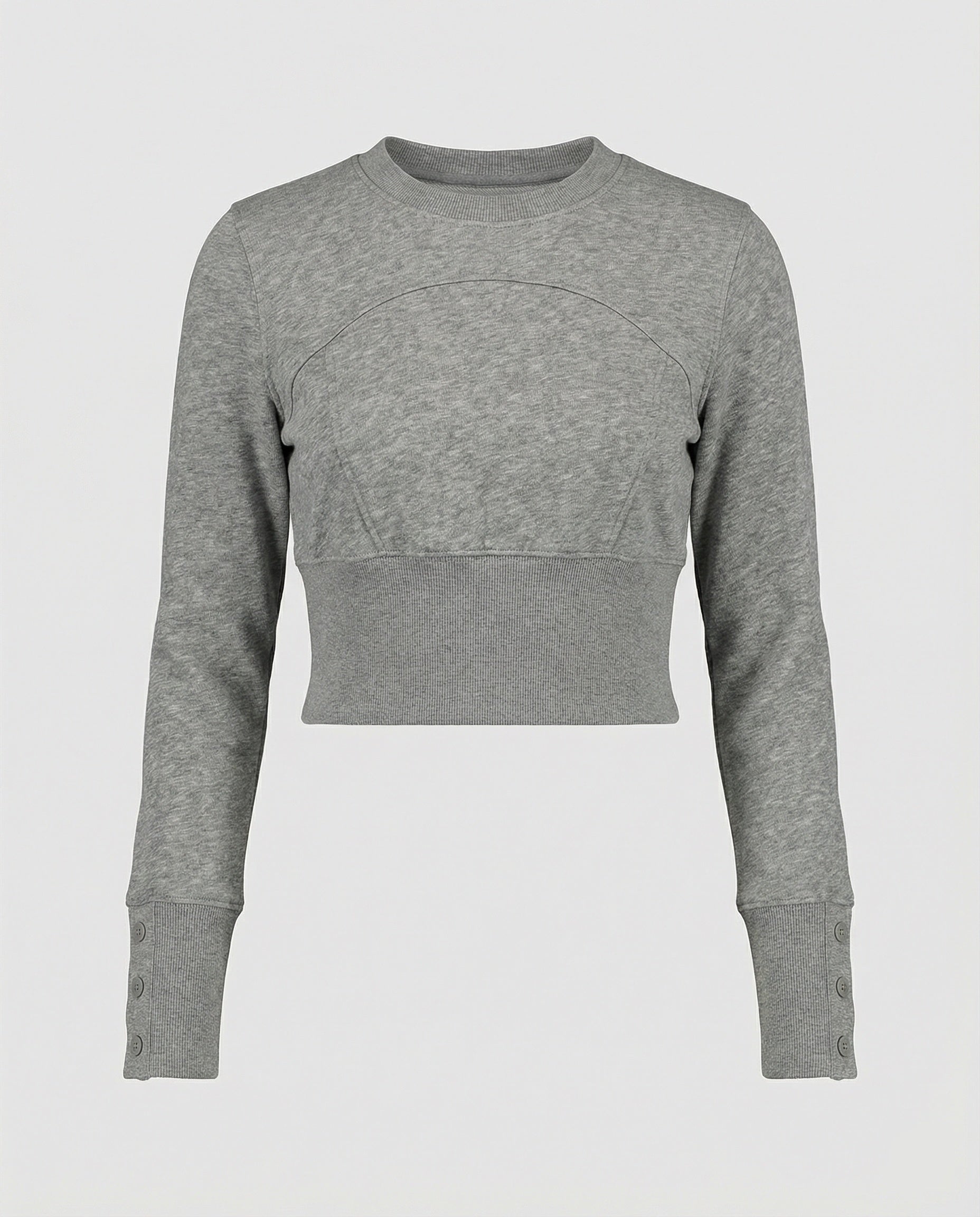 Stylisches figurbetontes Damen Langarmshirt mit Rundhalsausschnitt in modernem Grau