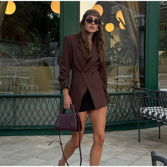 Damen Modischer Blazer mit doppelter Knopfleiste und tailliertem Schnitt R&B