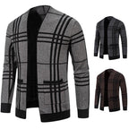 Herren Strickjacke mit modernem Karomuster und praktischem Reißverschluss R&B