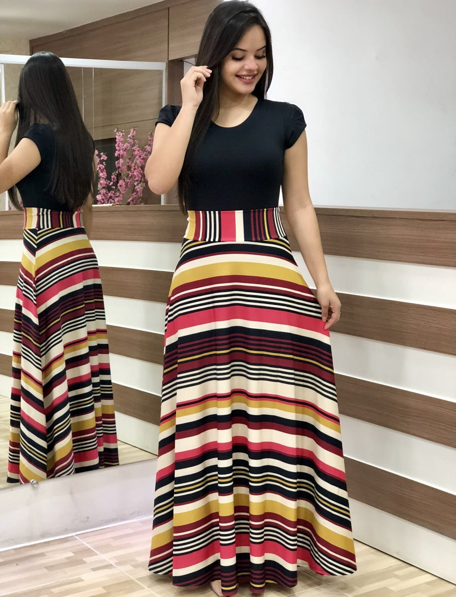 Damen Elegantes Maxikleid mit grafischem Druck und flexiblem Bund R&B