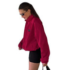 Damen Sportliche Oversized-Jacke mit hohem Kragen und Reißverschluss R&B