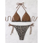 Damen Triangel-Bikini mit verspieltem Leopardenmuster R&B