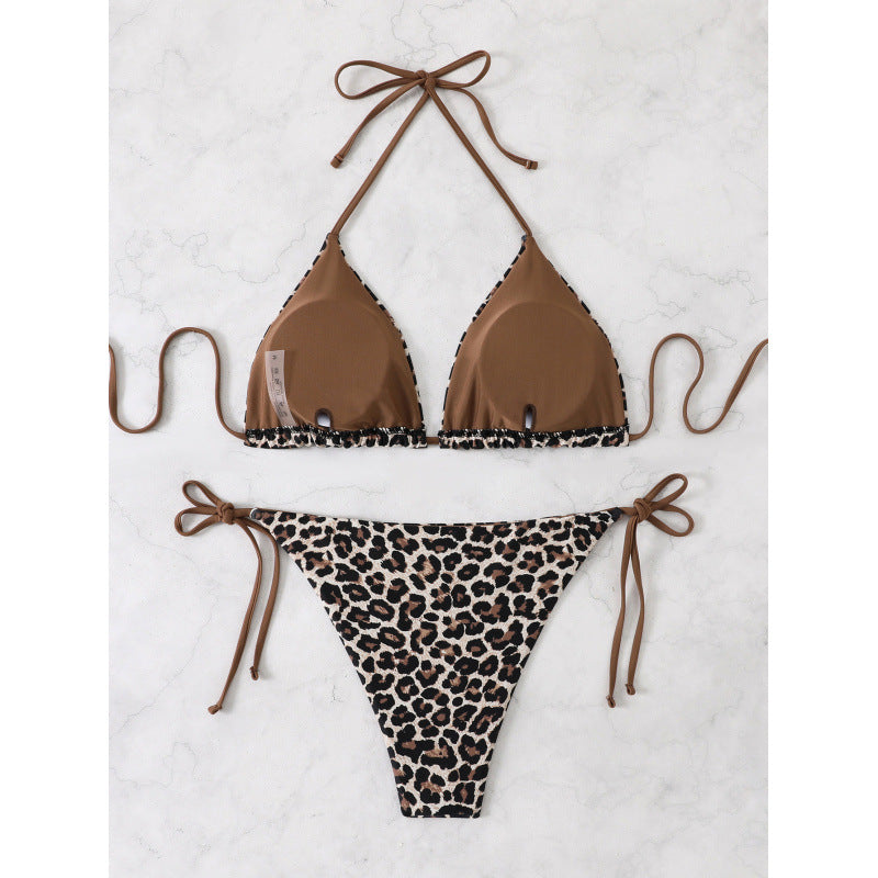 Damen Triangel-Bikini mit verspieltem Leopardenmuster R&B