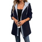 Damen bequeme Strickjacke mit Kapuze und praktischen Taschen R&B