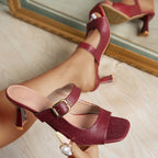 Damen elegante Slingback-Sandalen mit modischem Blockabsatz