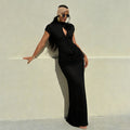 Damen Langarm Maxikleid mit raffiniertem Schnitt und eleganter Knopfdetail R&B
