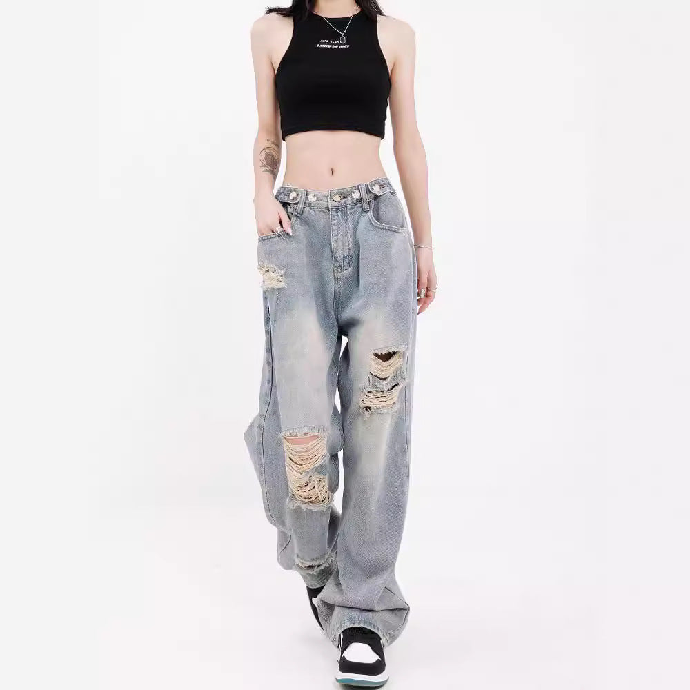 Damen Weite Destroyed Jeans im lässigen Schnitt R&B