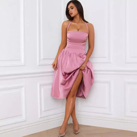 Damen Elegantes Cocktailkleid mit atmungsaktivem Obermaterial und verführerischem Schlitz R&B