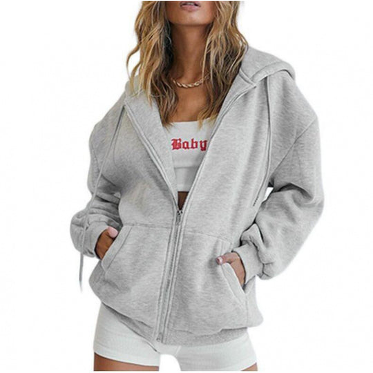 Damen Oversize Hoodiejacke mit hohen Kragen R&B