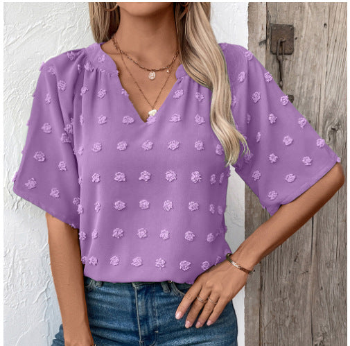 Damen elegantes Oberteil mit strukturiertem Blumenmuster R&B