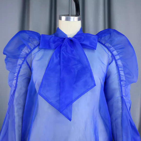 Damen elegantes Oberteil mit voluminösen Rüschenärmeln R&B