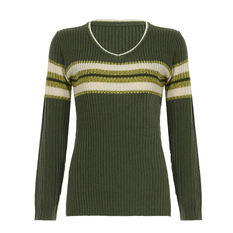 Damen Ribbed Pullover mit modernen Streifen R&B