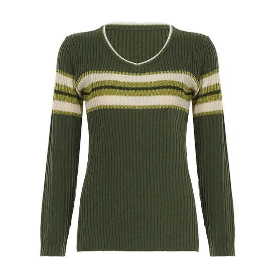 Damen Ribbed Pullover mit modernen Streifen R&B