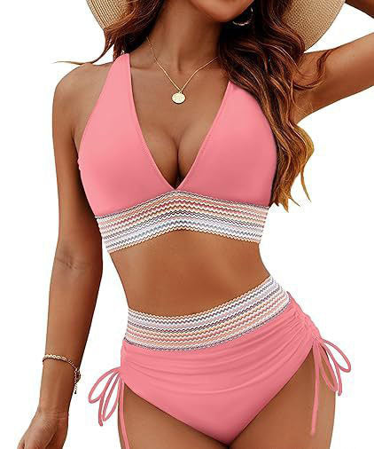 Damen Hochtailliertes Bikini-Set mit verstellbaren Trägern R&B
