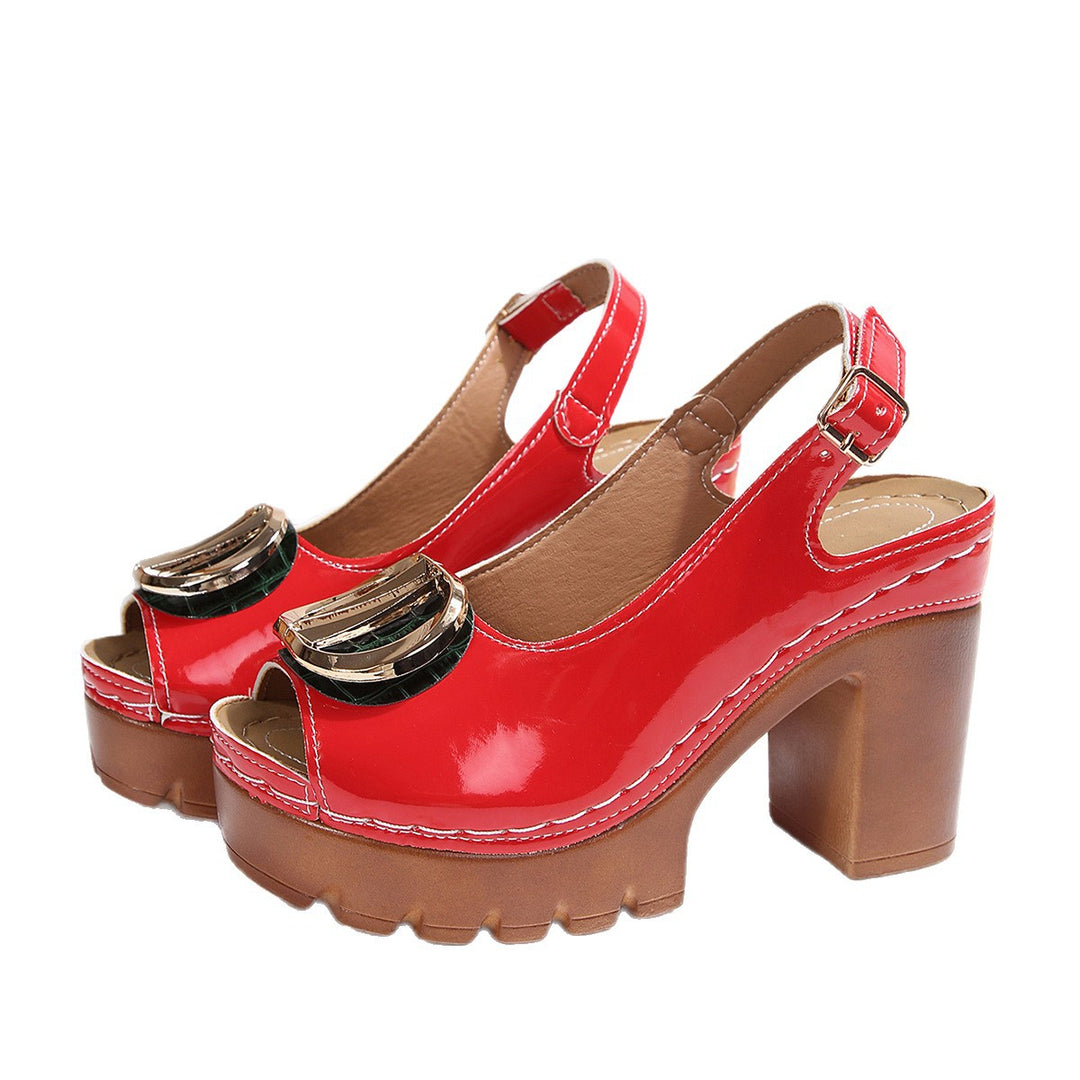 Damen Plateau-Sandalen mit Dekorativem Riemendesign und Eleganten Akzenten R&B