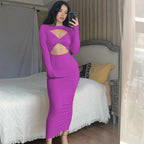 Damen Elegantes asymmetrisches Maxikleid mit Cut-Out-Details R&B