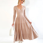 Damen Elegantes Wickelkleid mit plisséierten Details R&B