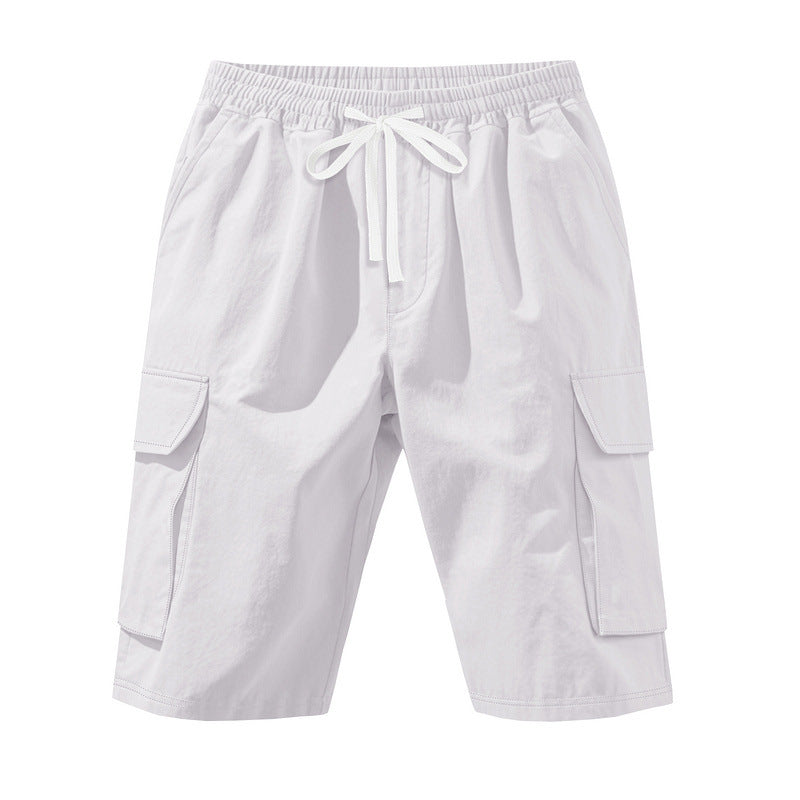 Herren nan knielange Utility-Shorts aus leichtem Baumwollmix mit elastischem Tunnelzugbund und aufgesetzten Klappentaschen R&B