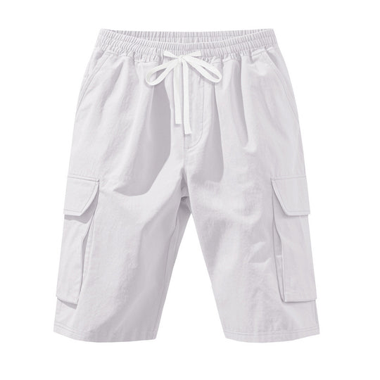 Herren nan knielange Utility-Shorts aus leichtem Baumwollmix mit elastischem Tunnelzugbund und aufgesetzten Klappentaschen R&B