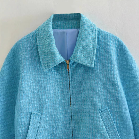 Damen cropped Jacke mit strukturierter Oberfläche und seitlichen Eingrifftaschen R&B