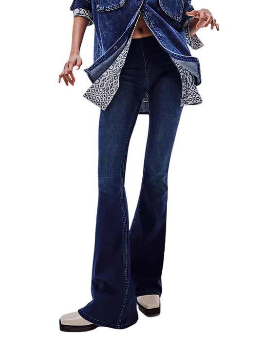 Damen Flared Jeans im lässigen Schnitt mit hohem Bund und formschmeichelnder Silhouette R&B