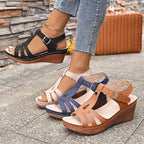 Damen Keilsandalen mit bequemer Fußbettung und verstellbarem Riemen R&B