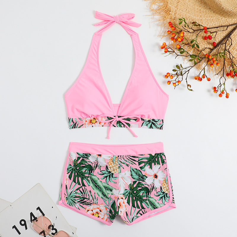 Damen Bikini-Set mit floralem Muster und herausnehmbarem Push-Up-BH R&B