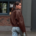 Damen Kunstlederjacke im leicht Oversized-Schnitt mit praktischen Taschen und elastischer Taille R&B