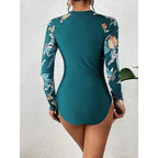 Damen Surfanzug mit floralem Farbdesign und sportlichem Reißverschluss R&B