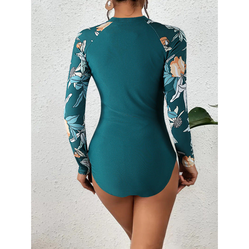 Damen Surfanzug mit floralem Farbdesign und sportlichem Reißverschluss R&B