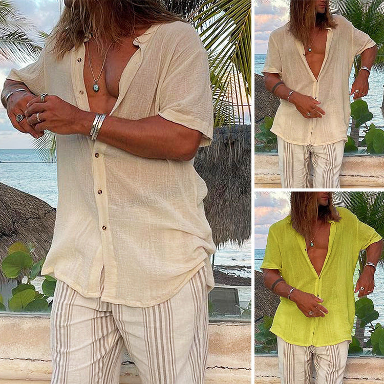 Herren Leichtes Sommertreffen Hemd mit kurzem Arm R&B