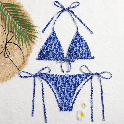 Damen Triangel-Bikini mit floralem Rüschendesign R&B