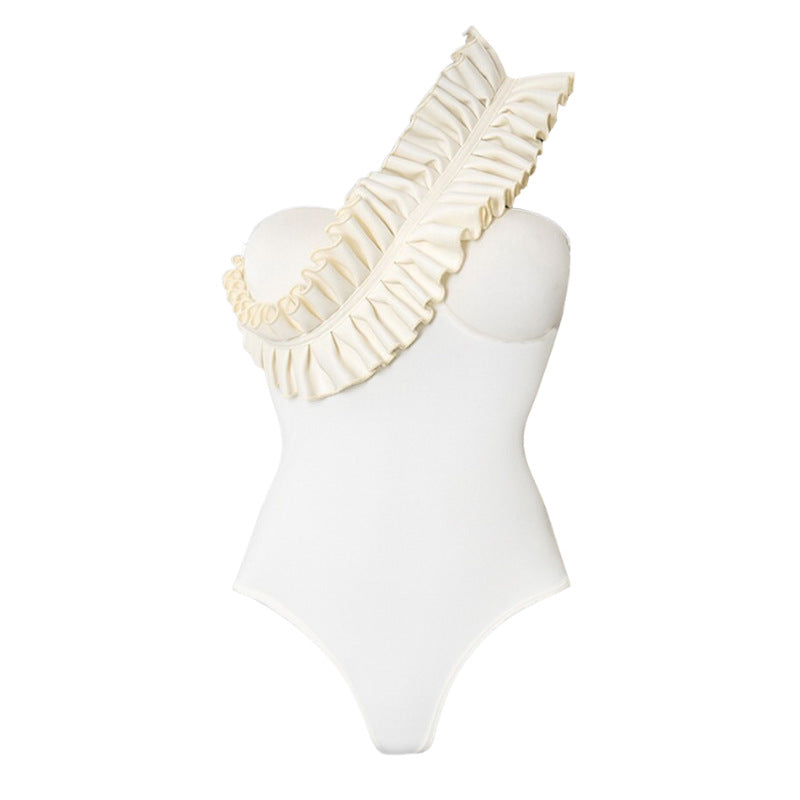 Damen Badeanzug mit asymmetrischem Volant-Design R&B