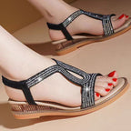 Damen elegante Plateau-Sandalen mit glitzernden Akzenten und komfortablem Fußbett