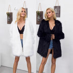 Damen Luxuriöser Kunstpelz-Parka mit offenem Schnitt