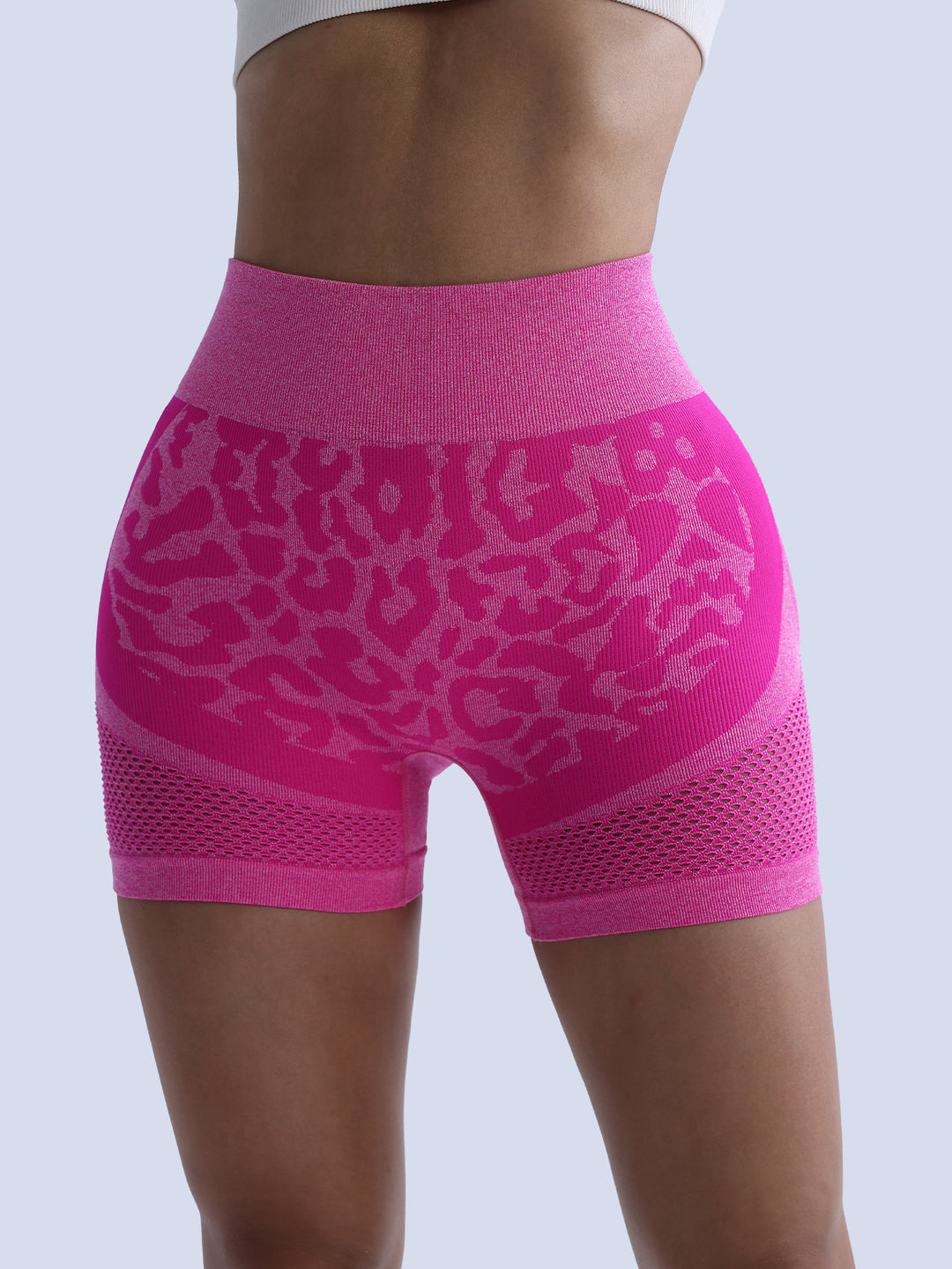 Damen Sportliche Radlerhosen mit atmungsaktivem Mesh-Einsatz und Leopard-Design R&B