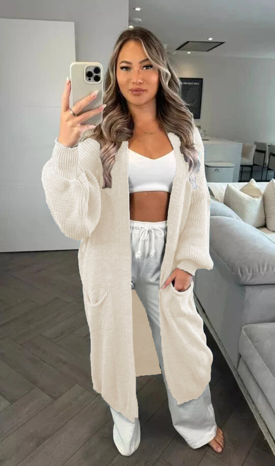 Damen Großer Strickcardigan mit offenem Schnitt und praktischen Taschen R&B