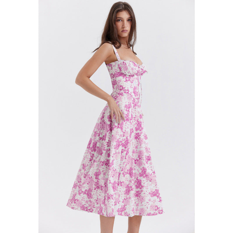 Damen Maxikleid mit floralem Design und elegantem Schlitz R&B